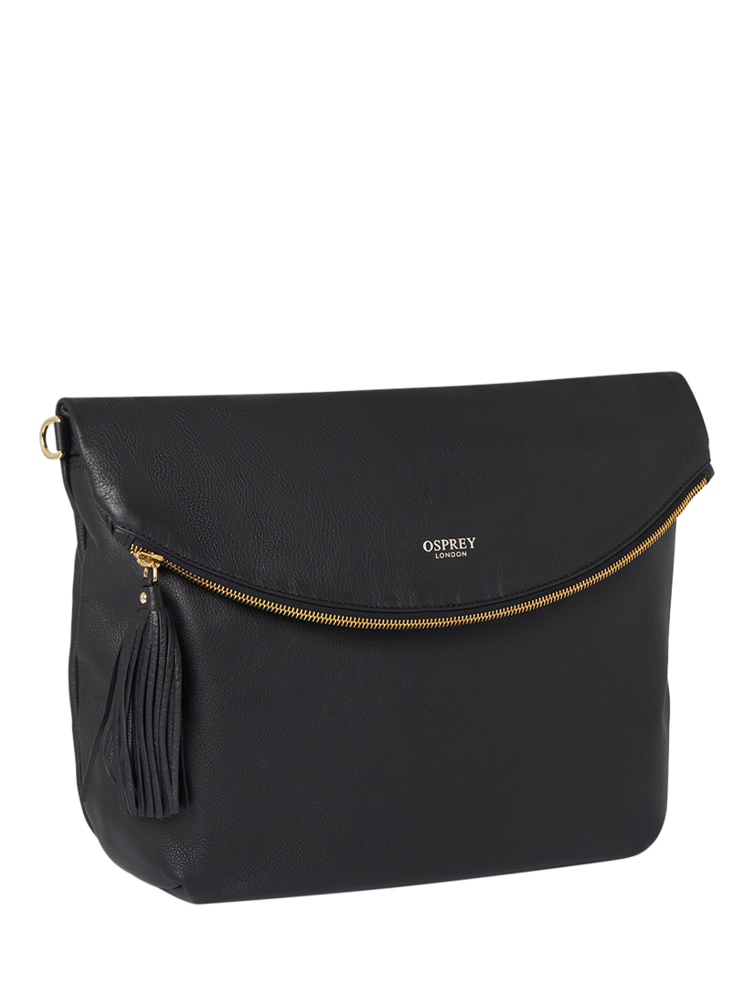 Product image 3 of 5, which shows OSPREY LONDON Milano Leather Crossbody Bag, Black