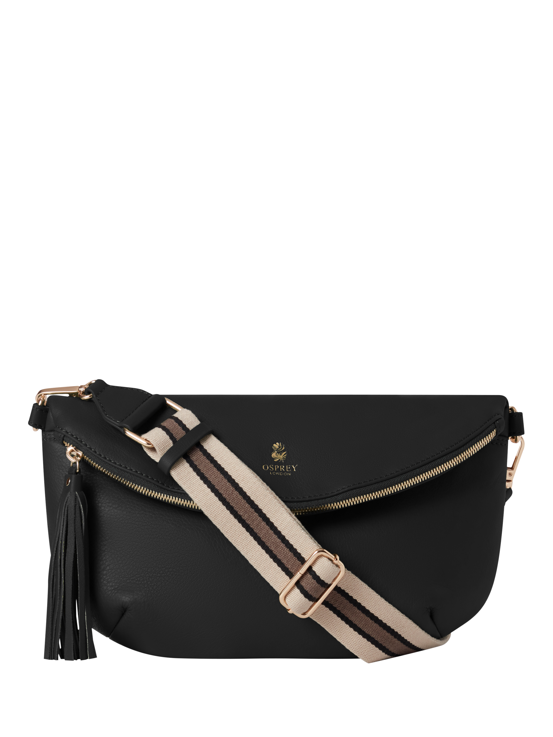 Product image 1 of 4, which shows OSPREY LONDON Milano Leather Multiway Bag, Black
