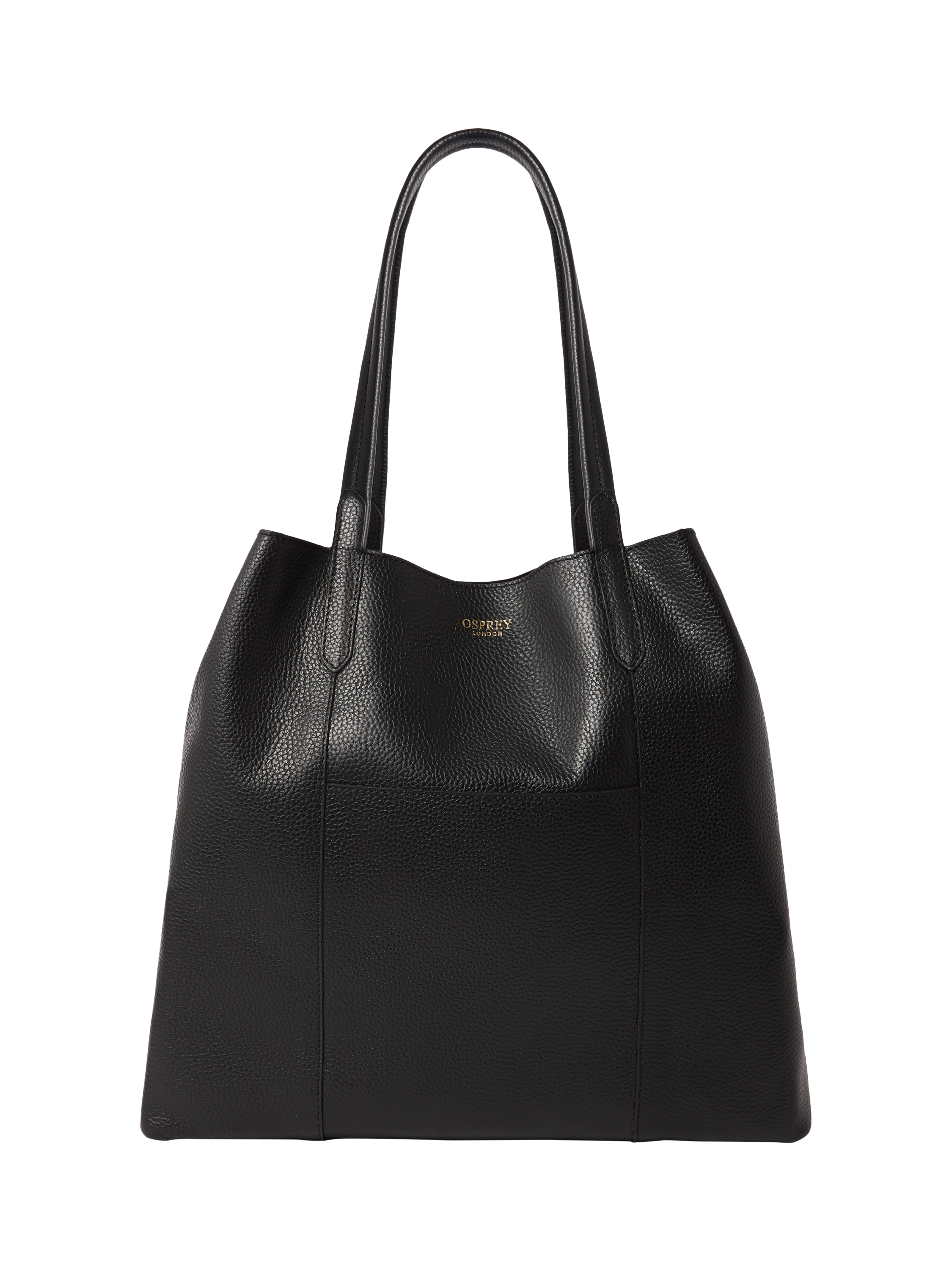 Product image 1 of 6, which shows OSPREY LONDON Notting Hill Leather Tote Bag, Black