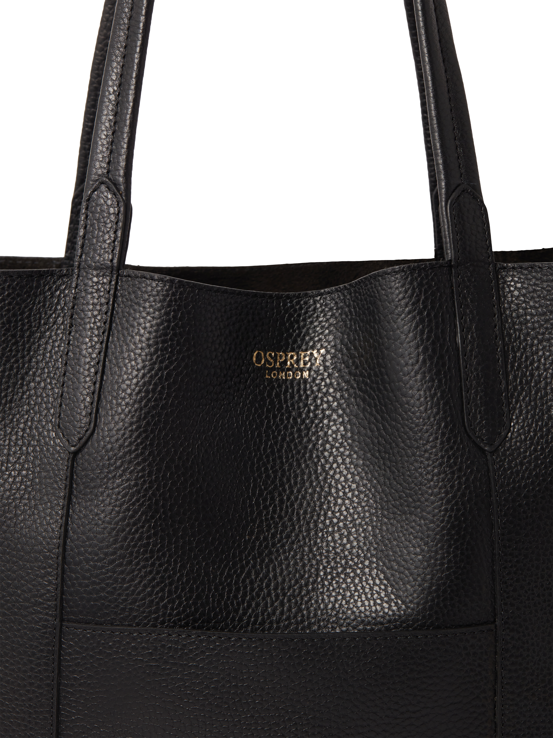 Product image 5 of 6, which shows OSPREY LONDON Notting Hill Leather Tote Bag, Black