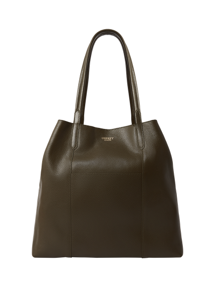 OSPREY LONDON Notting Hill Leather Tote Bag, Khaki