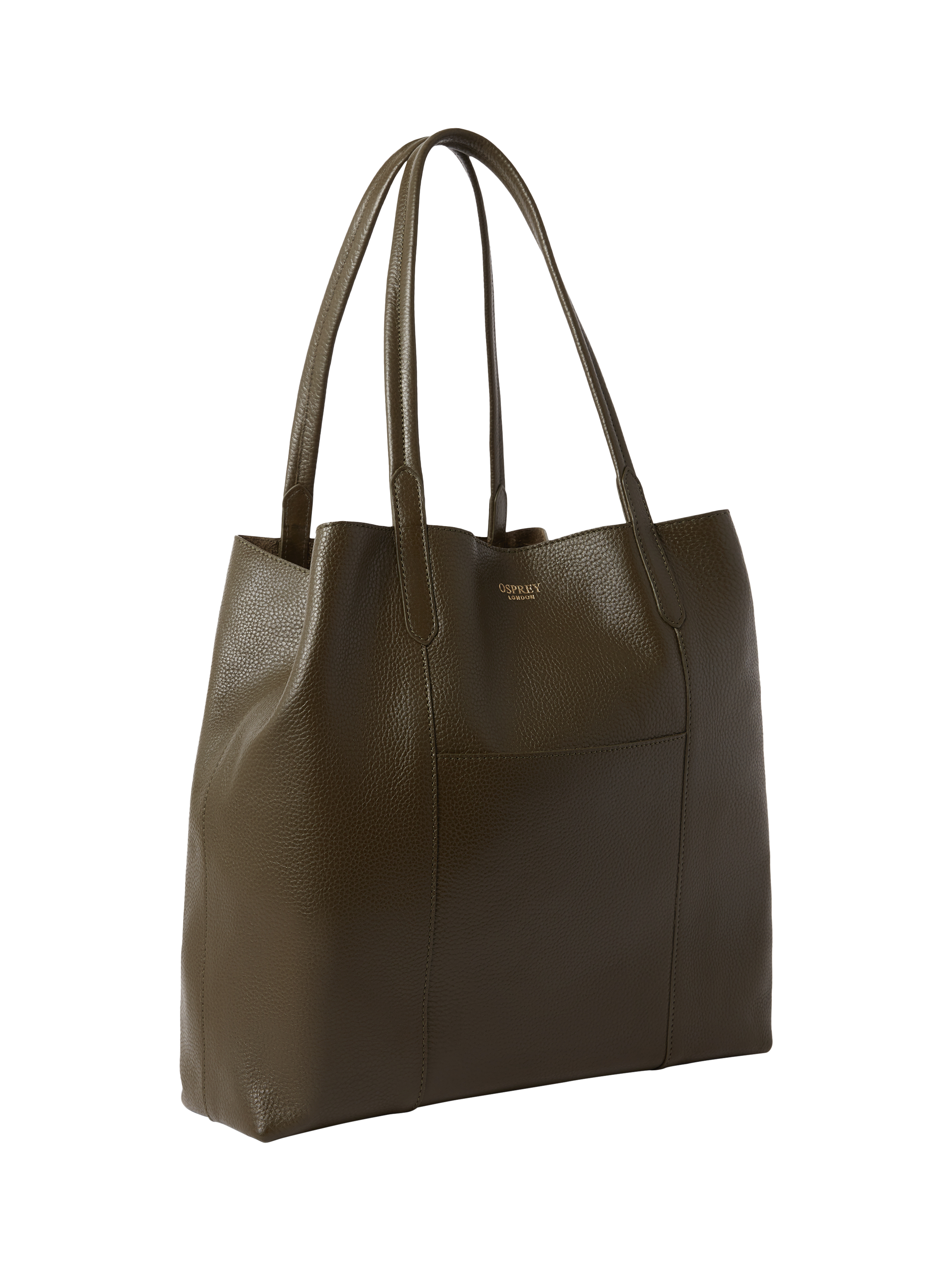 Product image 4 of 6, which shows OSPREY LONDON Notting Hill Leather Tote Bag, Khaki
