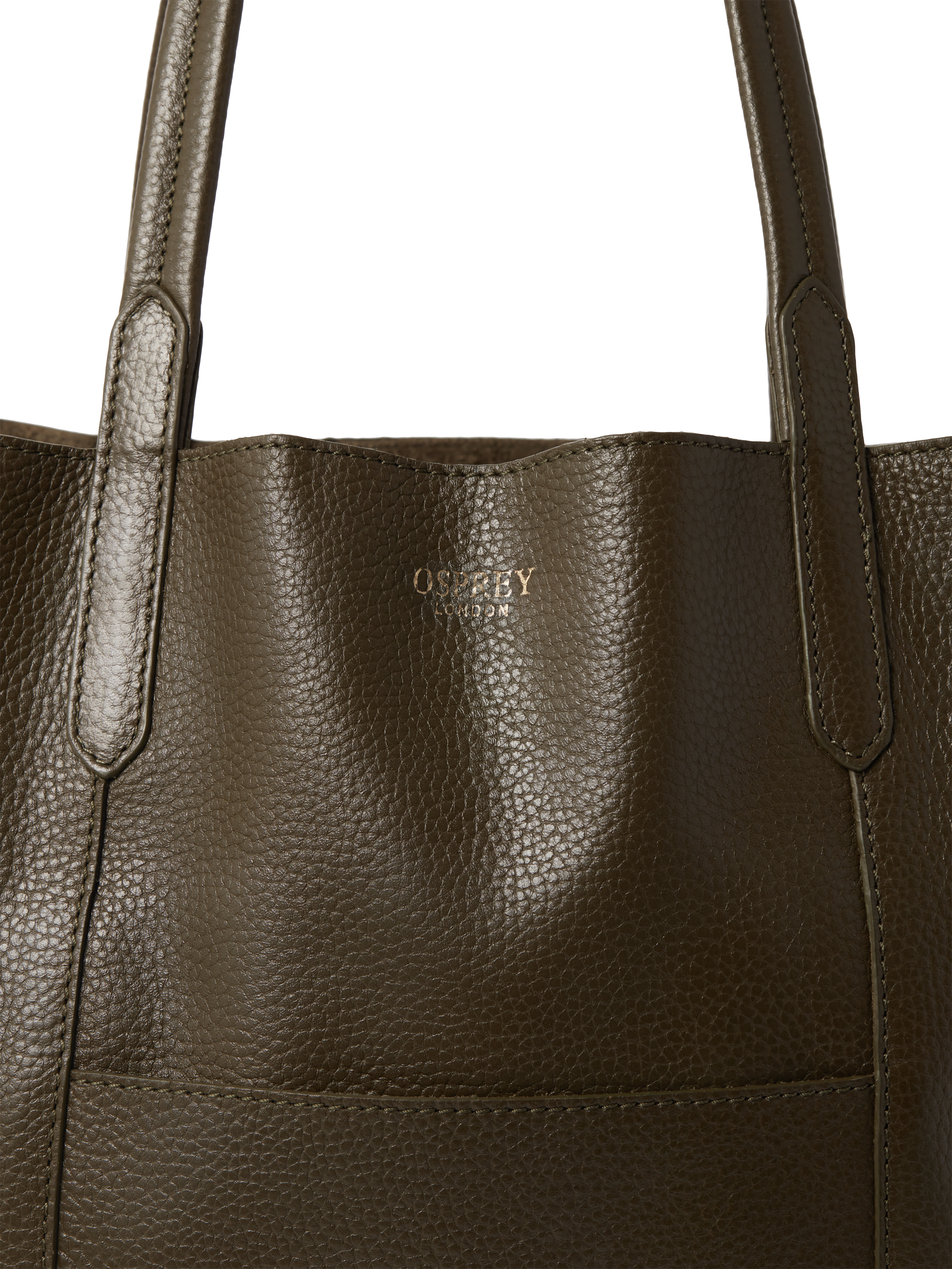 Product image 5 of 6, which shows OSPREY LONDON Notting Hill Leather Tote Bag, Khaki