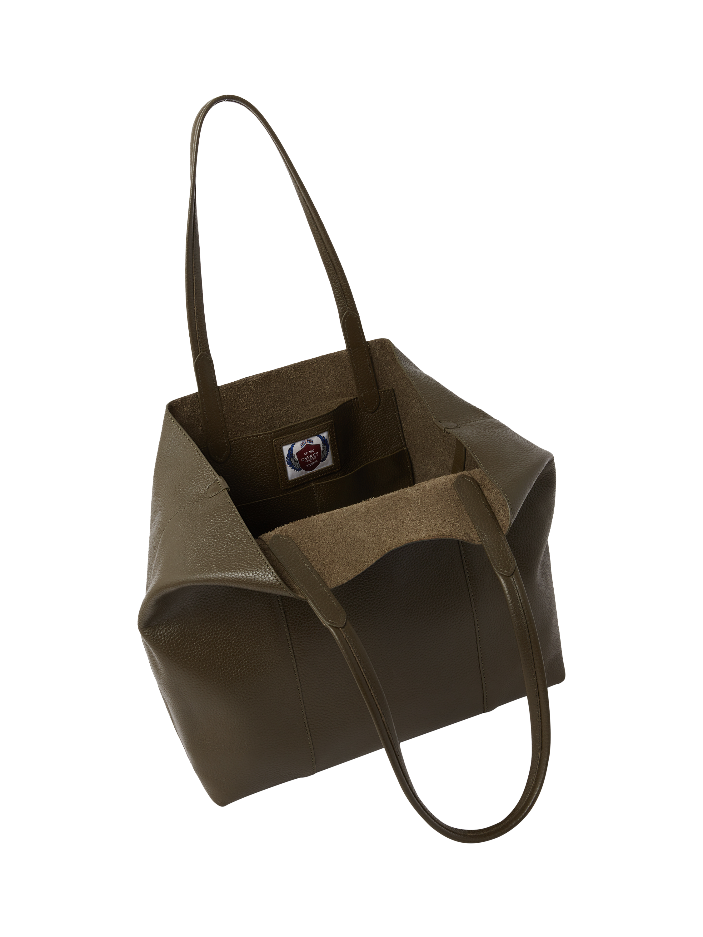 Product image 6 of 6, which shows OSPREY LONDON Notting Hill Leather Tote Bag, Khaki