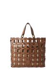 OSPREY LONDON Ophelia Leather Woven Cage Tote Bag
