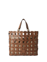 OSPREY LONDON Ophelia Leather Woven Cage Tote Bag