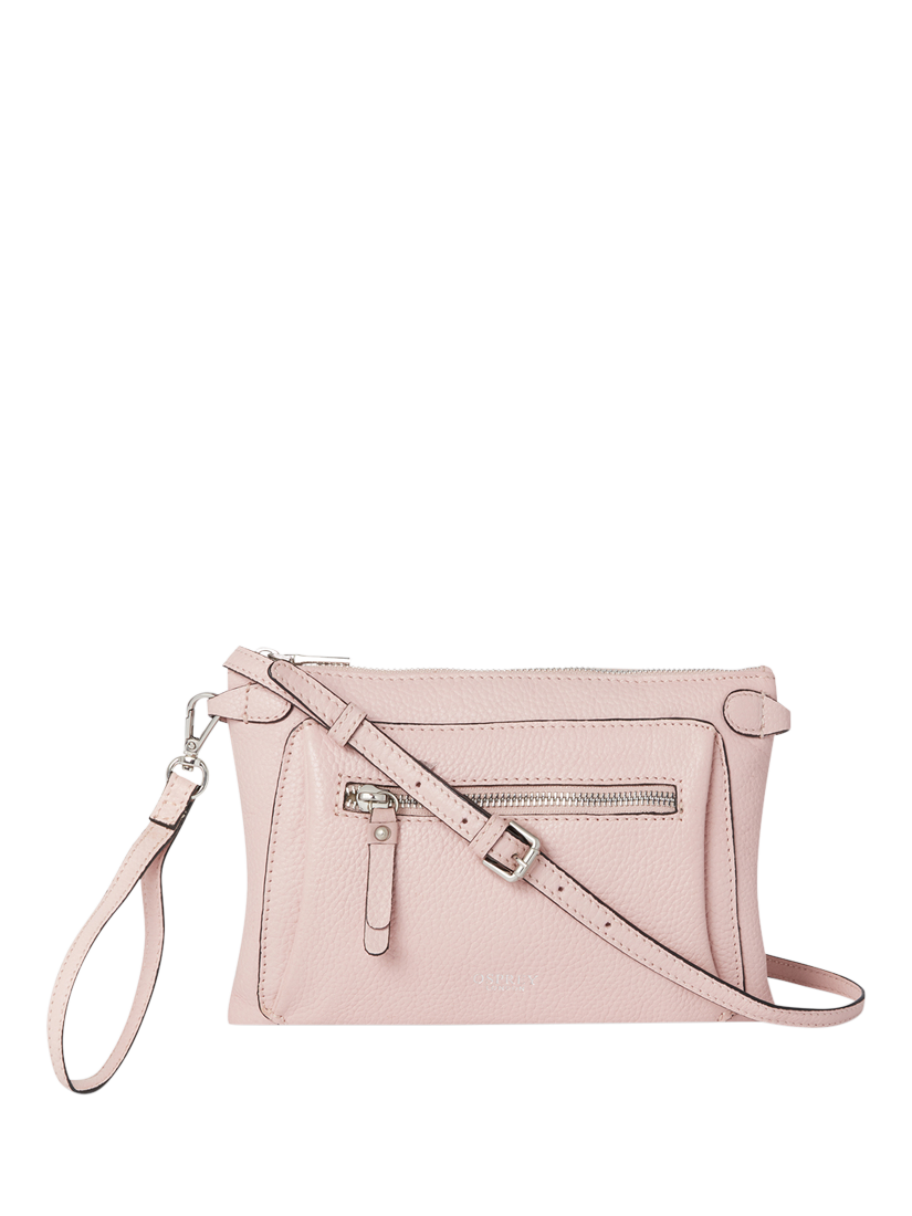 Product image 1 of 5, which shows OSPREY LONDON Ruby Leather Crossbody Clutch Bag, Shell
