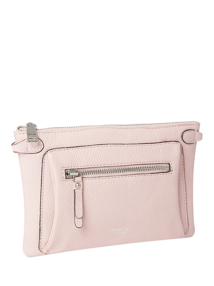 Product image 2 of 5, which shows OSPREY LONDON Ruby Leather Crossbody Clutch Bag, Shell