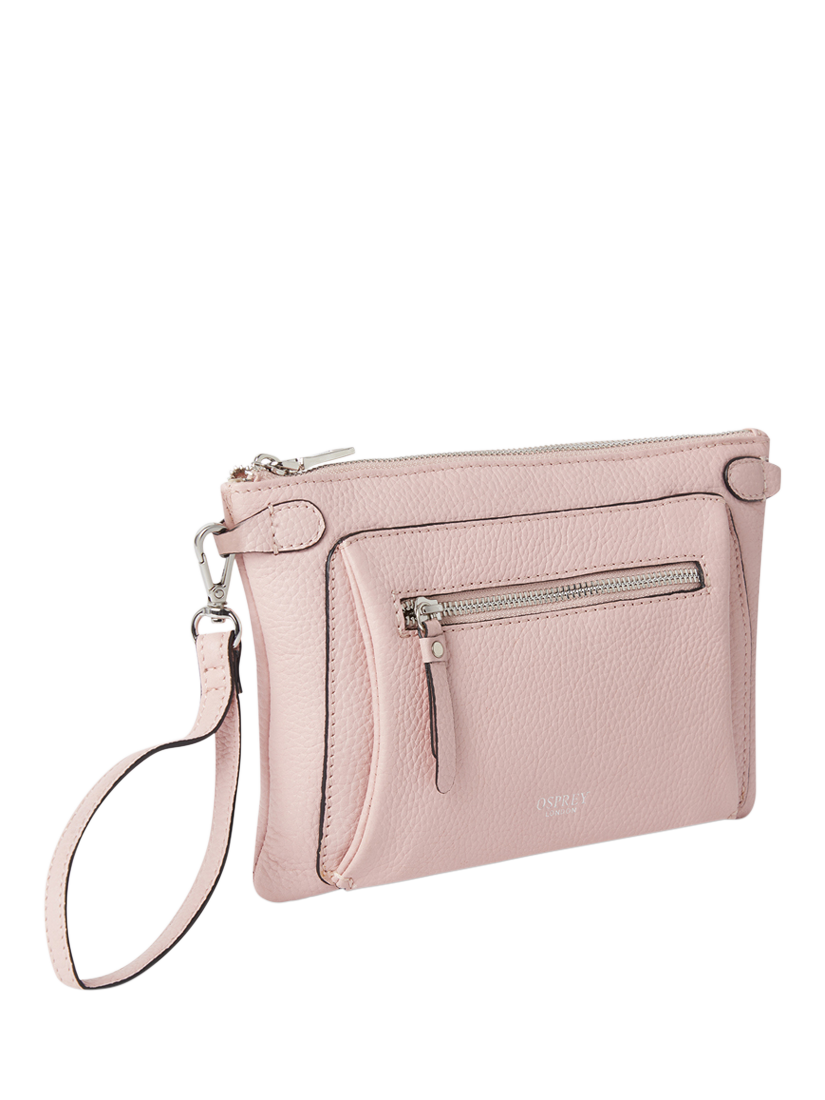 Product image 3 of 5, which shows OSPREY LONDON Ruby Leather Crossbody Clutch Bag, Shell