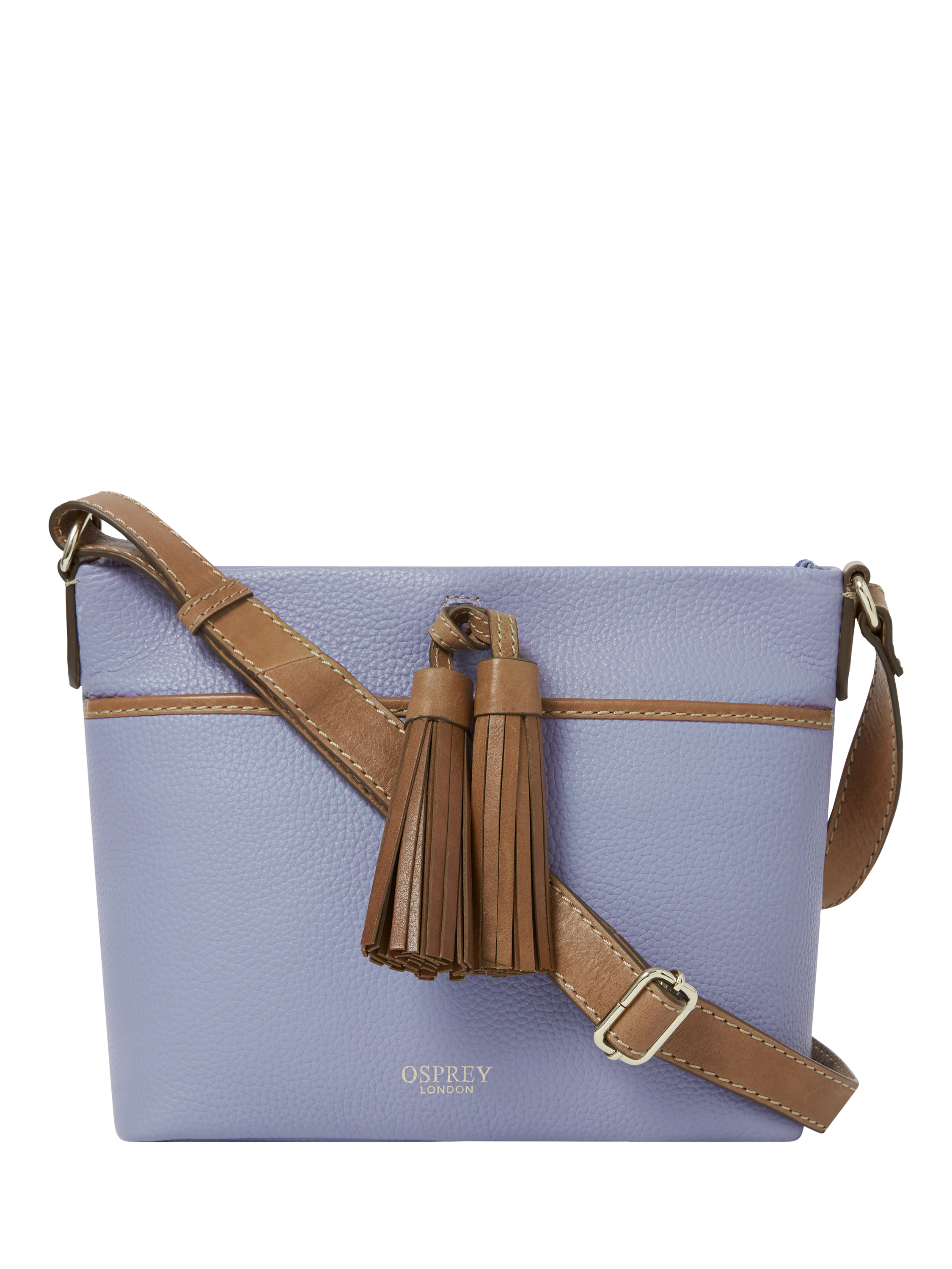Product image 1 of 5, which shows OSPREY LONDON Savanna Leather Crossbody Bag, Purple