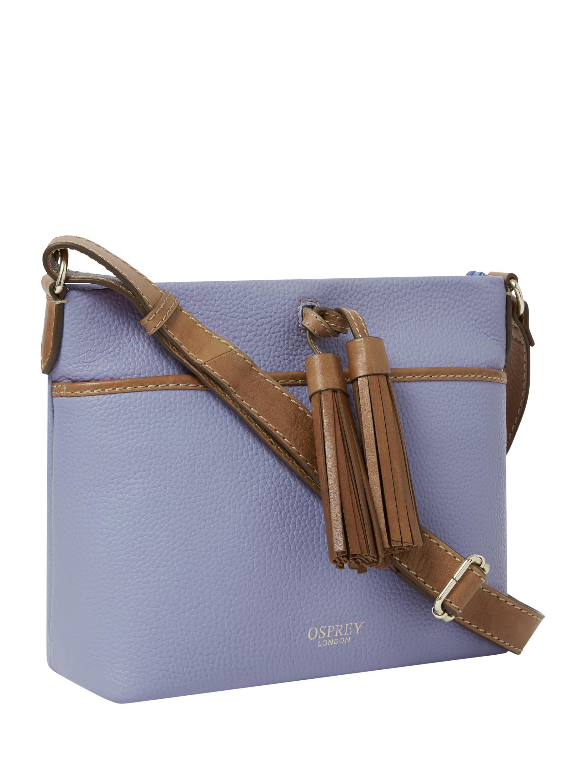Product image 3 of 5, which shows OSPREY LONDON Savanna Leather Crossbody Bag, Purple