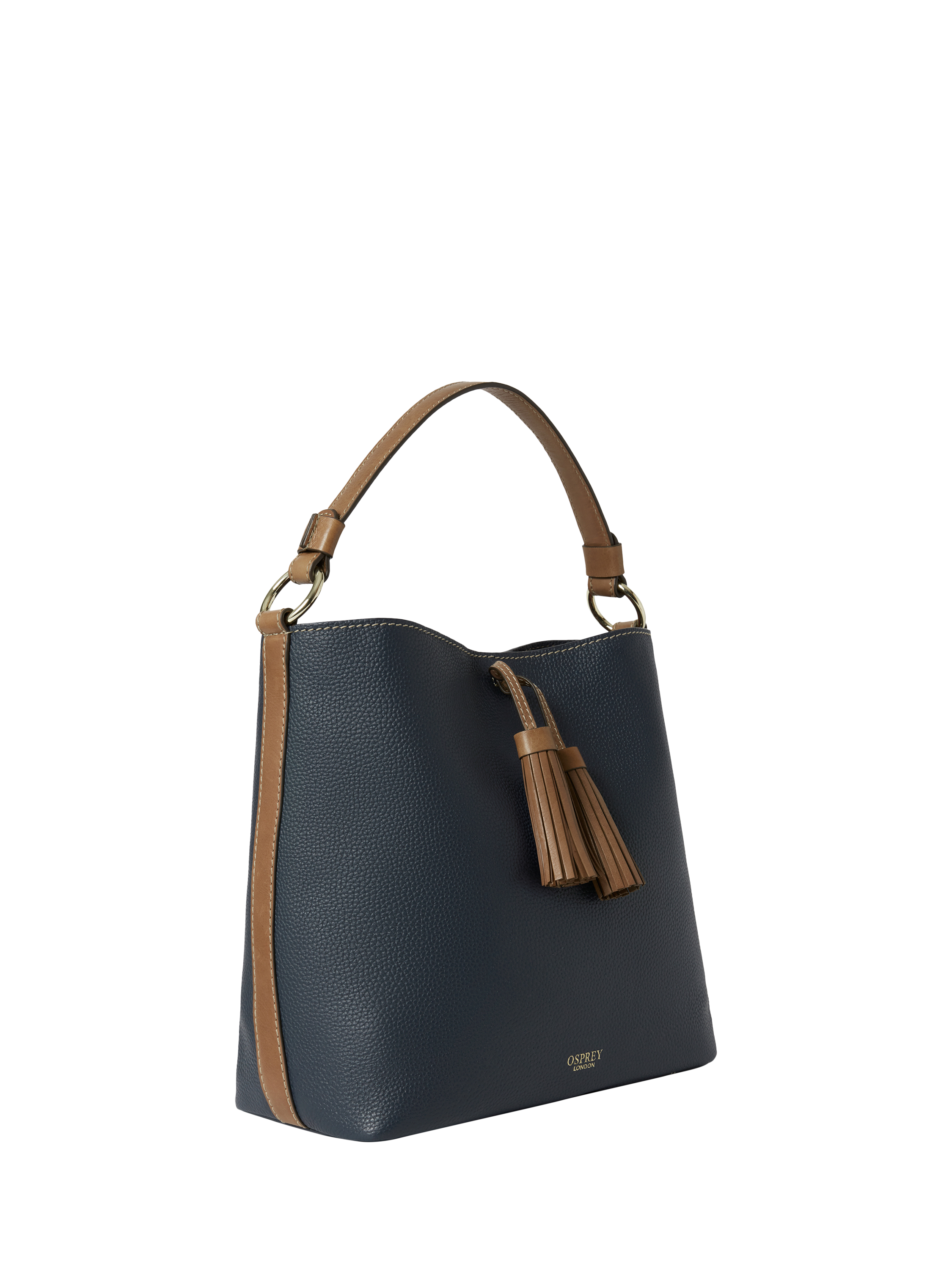Product image 3 of 5, which shows OSPREY LONDON Savanna Leather Hobo Bag, Navy