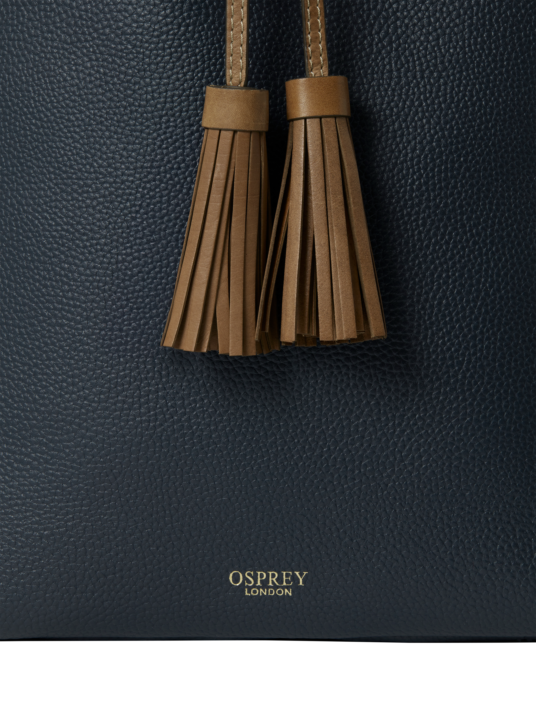 Product image 4 of 5, which shows OSPREY LONDON Savanna Leather Hobo Bag, Navy