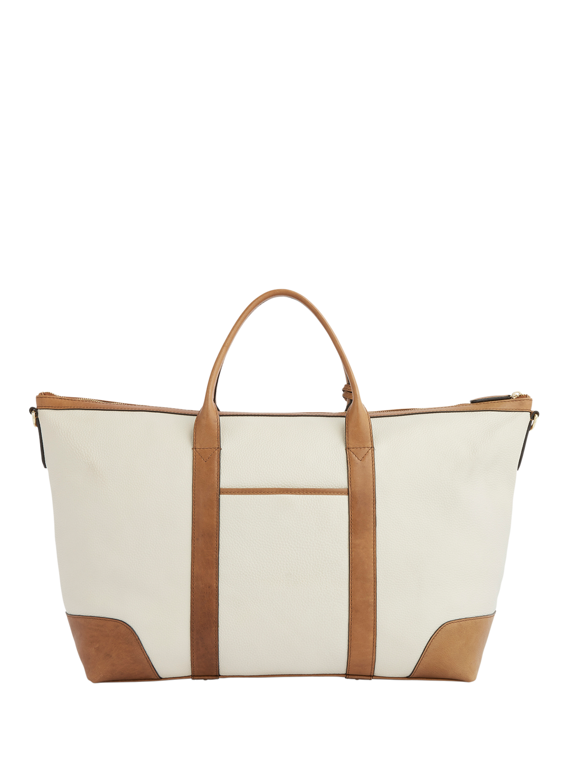 Product image 3 of 7, which shows OSPREY LONDON Savanna Leather Weekender Bag, Ivory