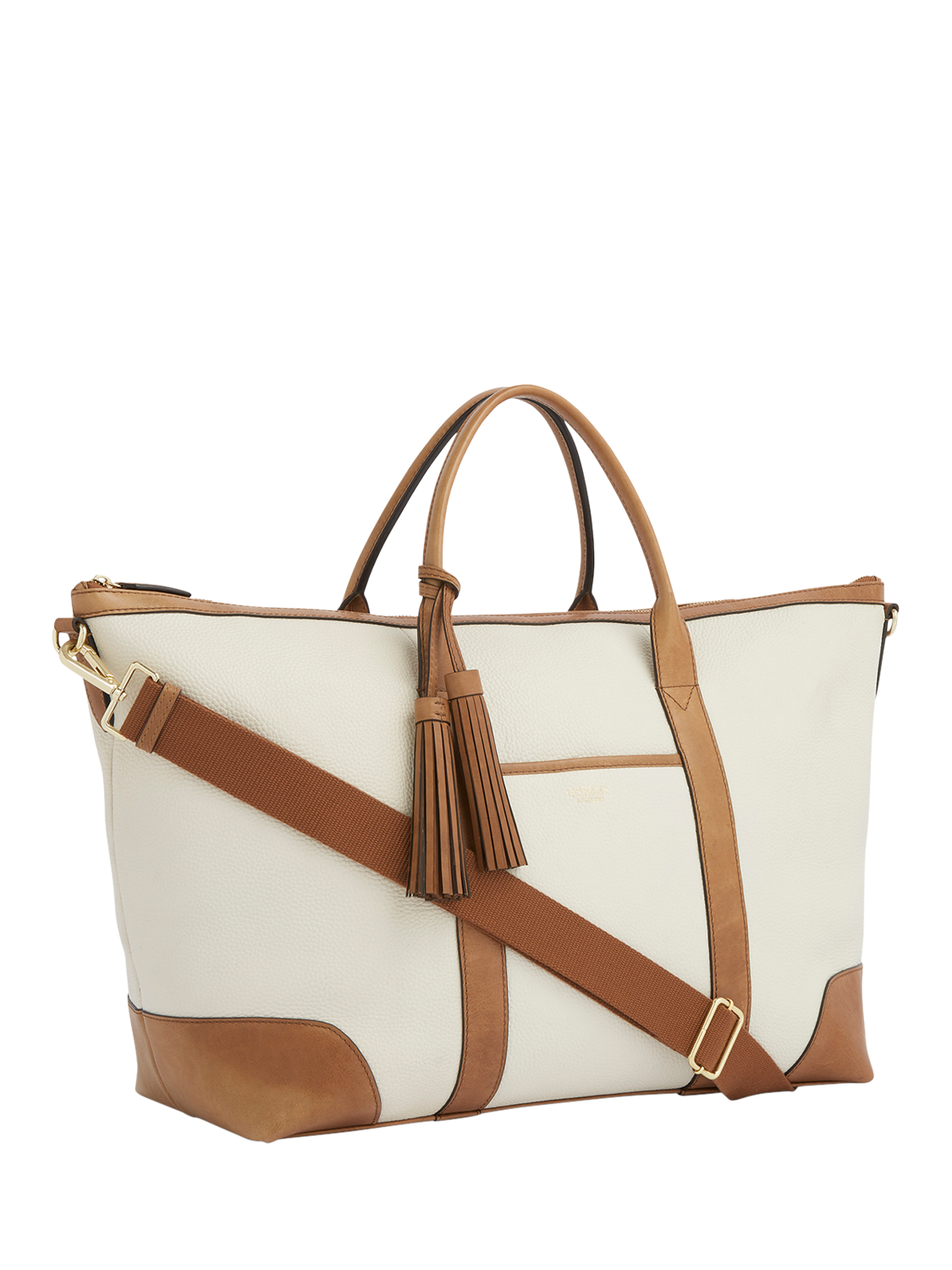 Product image 4 of 7, which shows OSPREY LONDON Savanna Leather Weekender Bag, Ivory