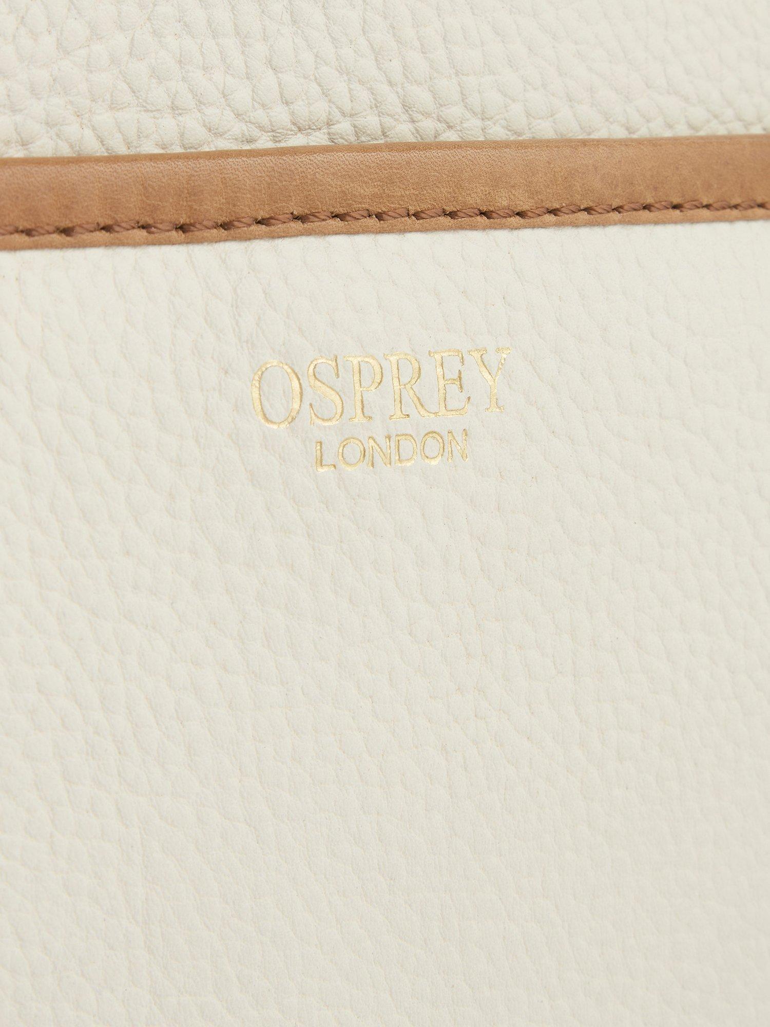 Product image 6 of 7, which shows OSPREY LONDON Savanna Leather Weekender Bag, Ivory