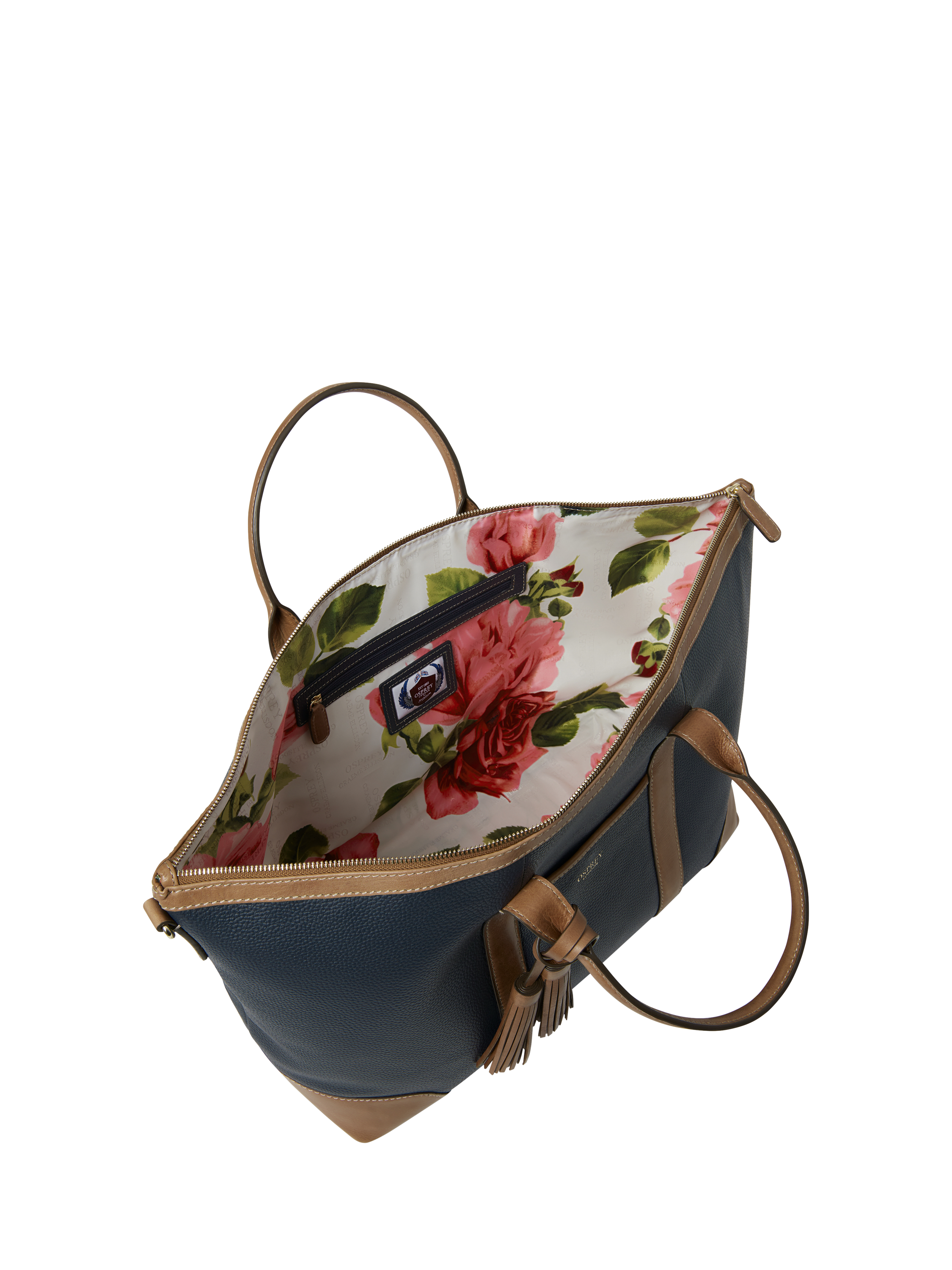 Product image 5 of 5, which shows OSPREY LONDON Savanna Leather Weekender Bag, Navy