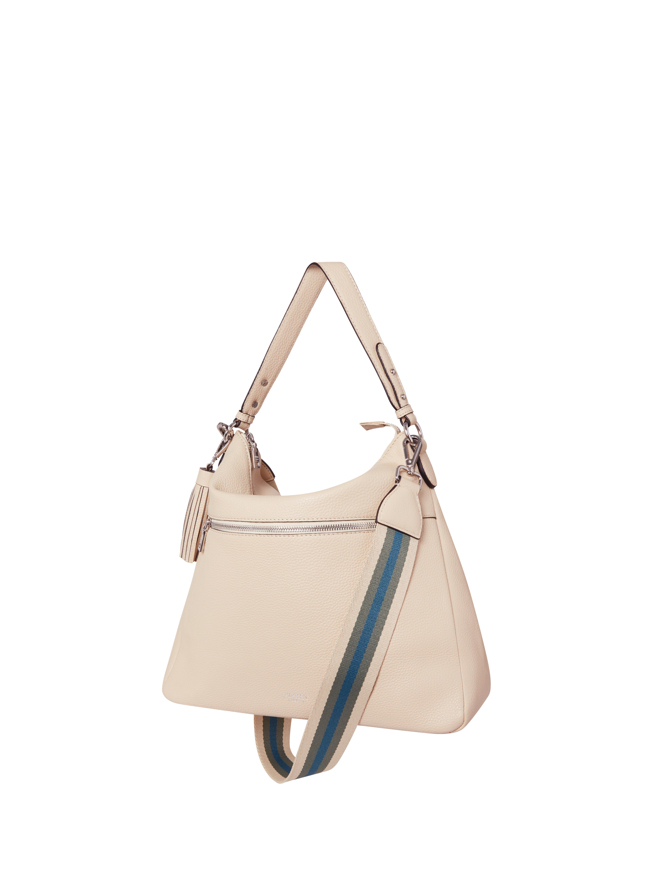 Product image 1 of 5, which shows OSPREY LONDON Stella Leather Hobo Bag, Natural