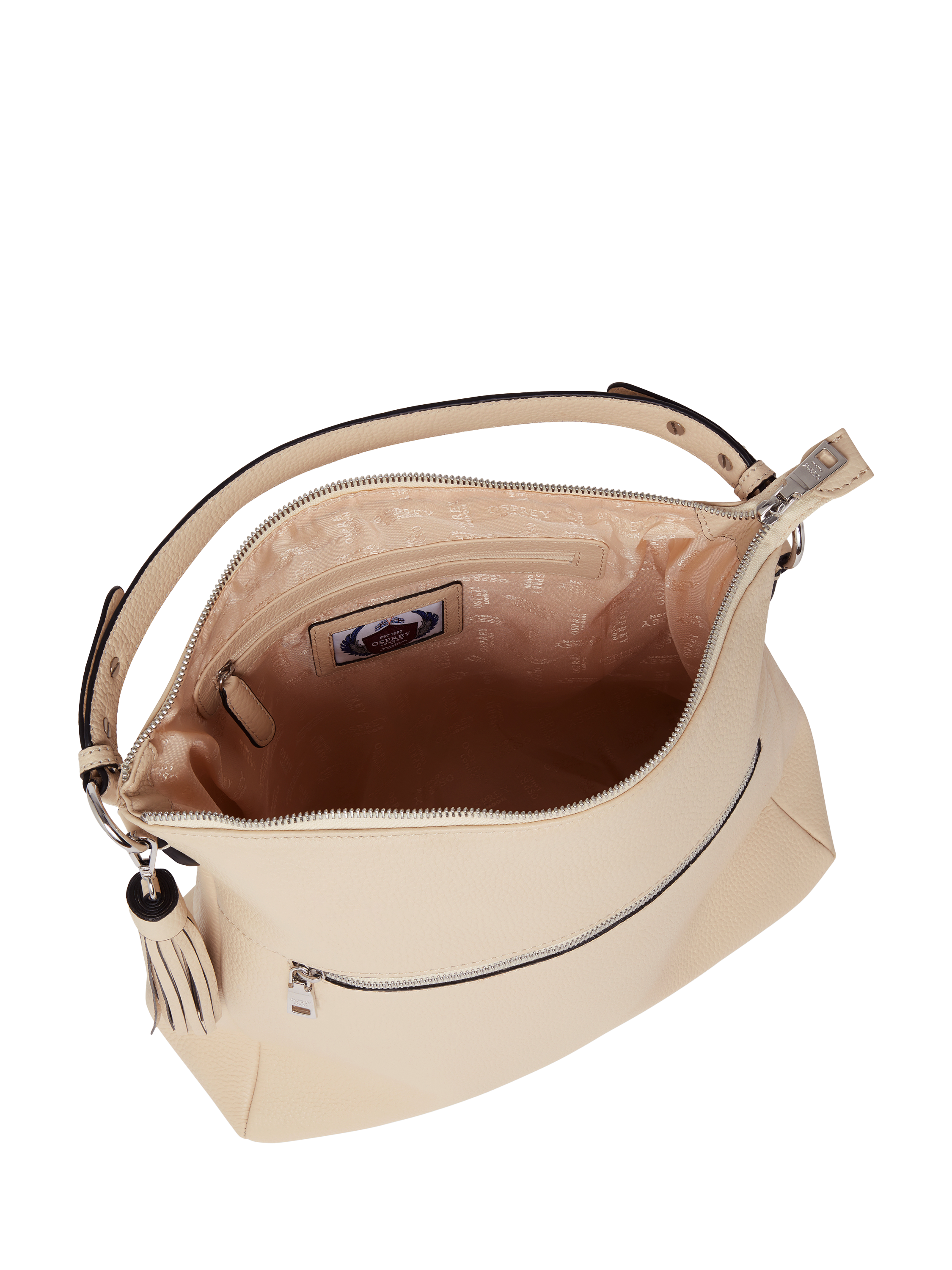 Product image 5 of 5, which shows OSPREY LONDON Stella Leather Hobo Bag, Natural
