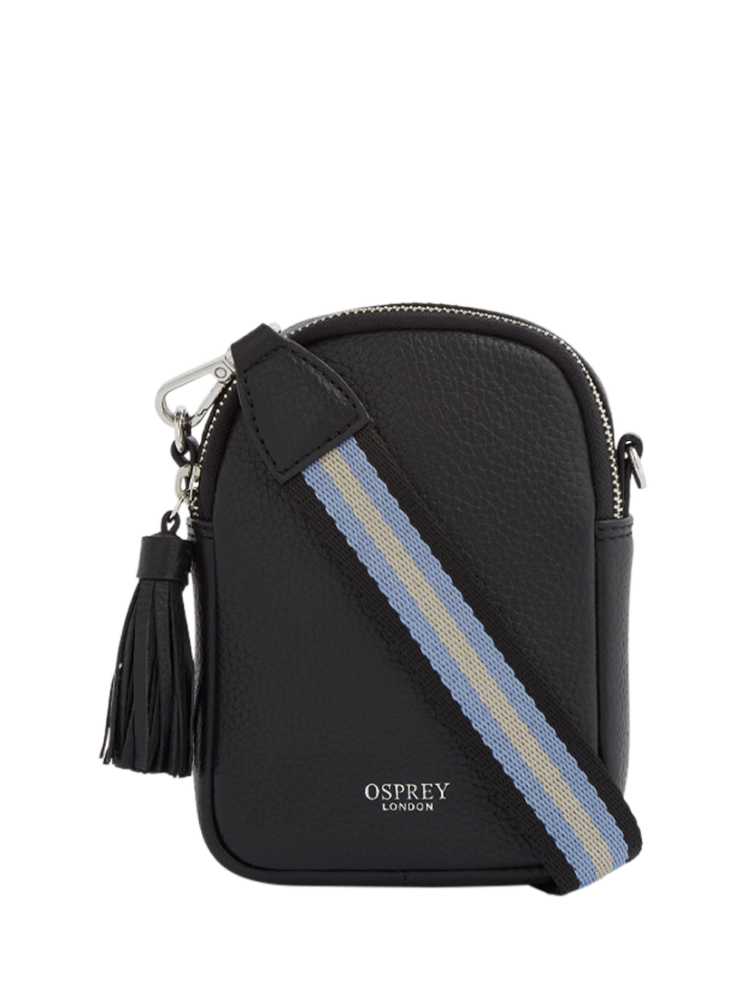 Product image 1 of 6, which shows OSPREY LONDON Stella Leather Phone Bag, Black