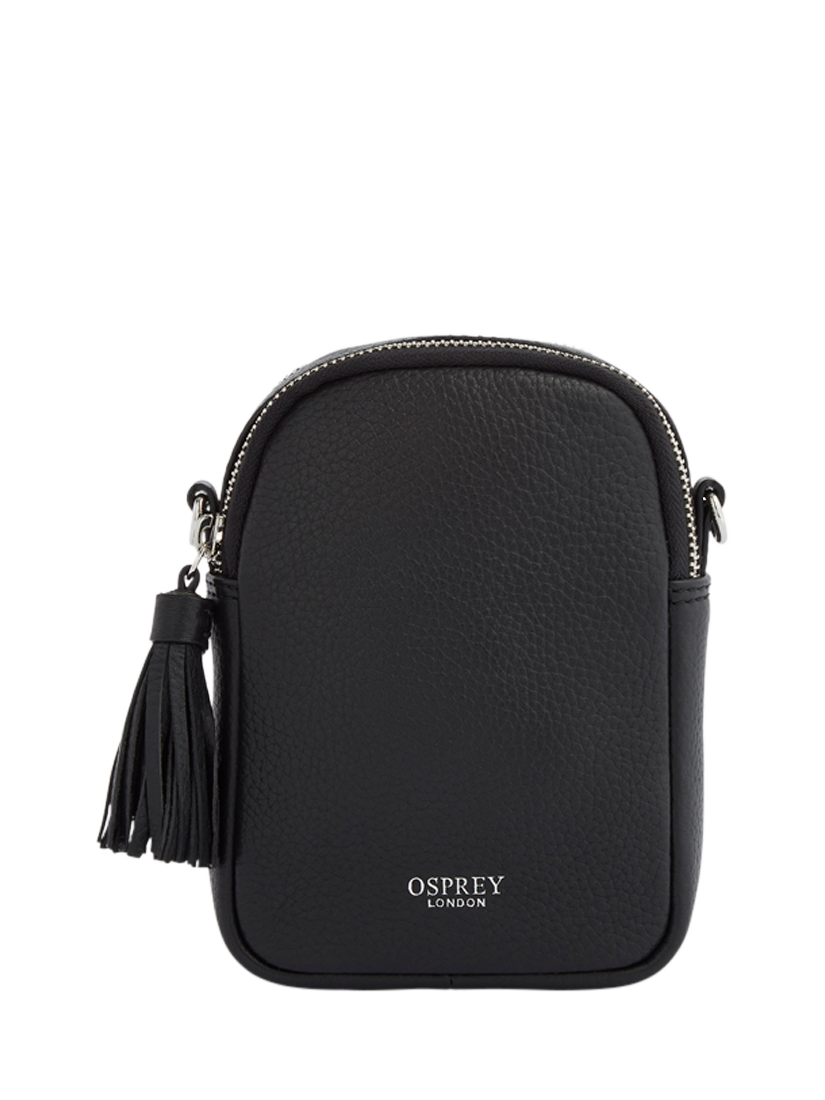 Product image 2 of 6, which shows OSPREY LONDON Stella Leather Phone Bag, Black