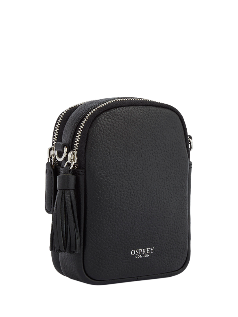 Product image 4 of 6, which shows OSPREY LONDON Stella Leather Phone Bag, Black