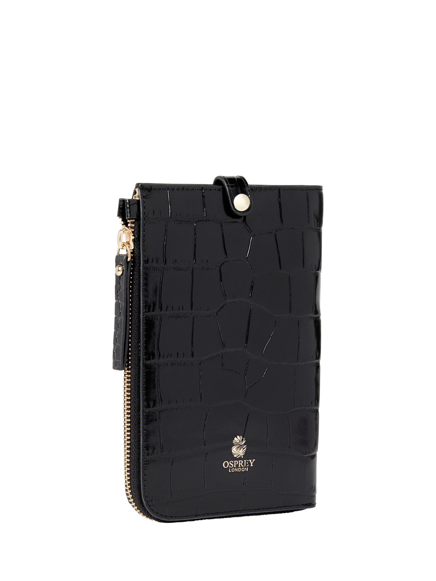 Product image 3 of 5, which shows OSPREY LONDON Wentworth Leather Phone Bag, Black