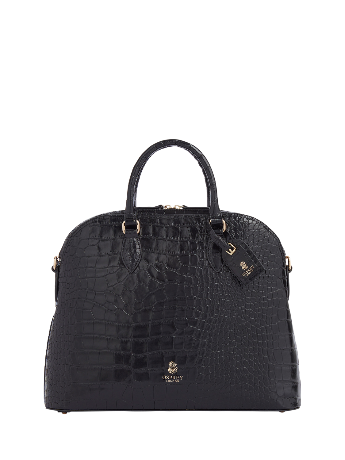 Product image 2 of 7, which shows OSPREY LONDON Wentworth Leather Shoulder Bag, Black