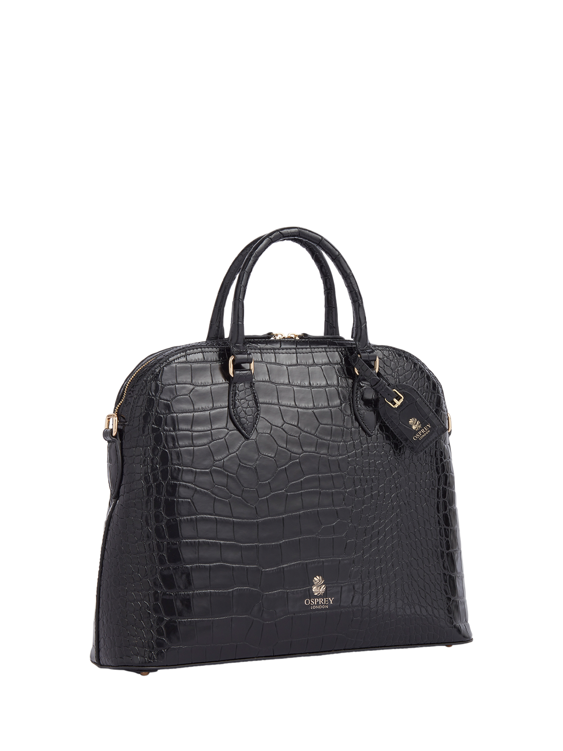 Product image 4 of 7, which shows OSPREY LONDON Wentworth Leather Shoulder Bag, Black
