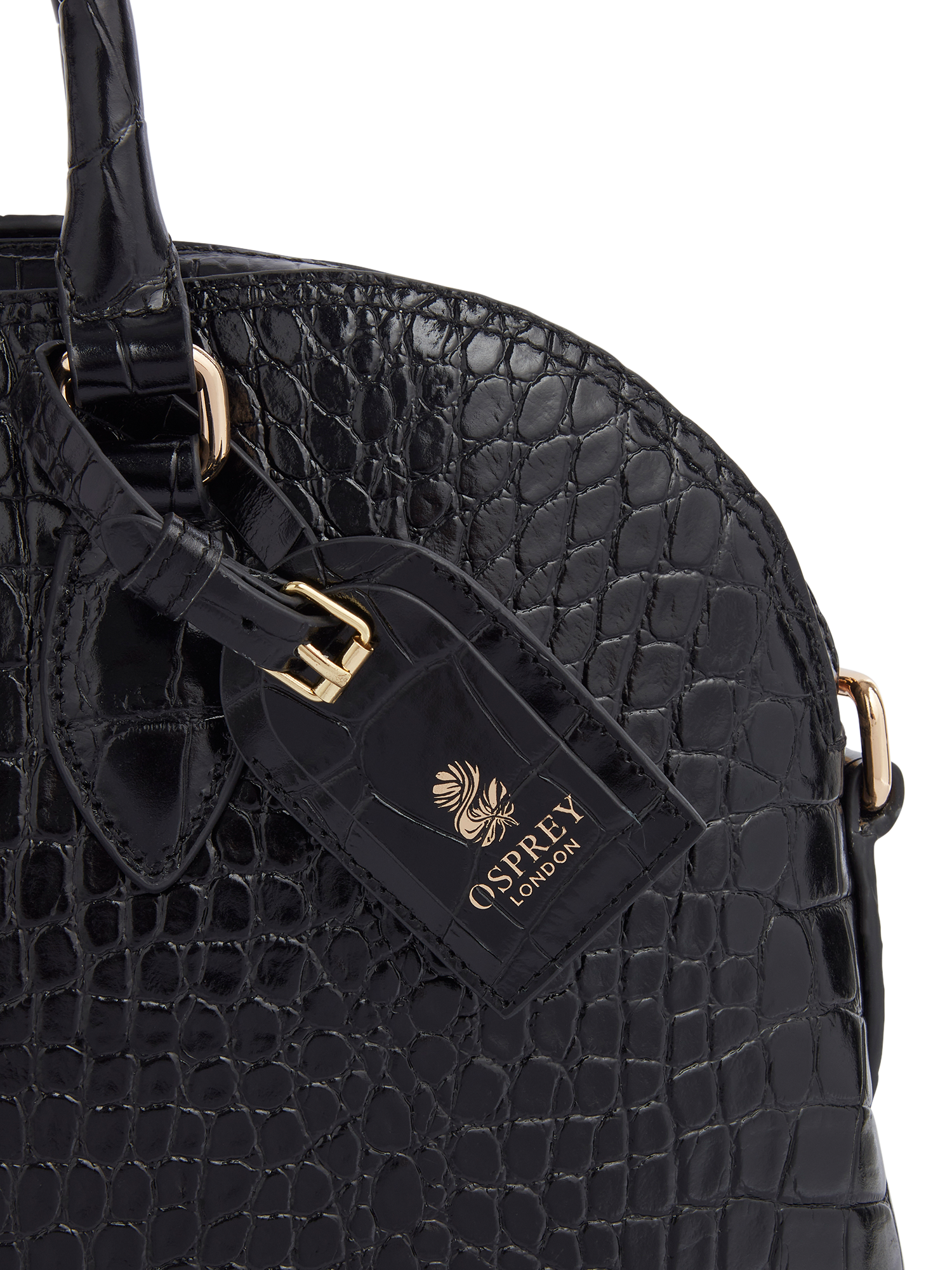 Product image 6 of 7, which shows OSPREY LONDON Wentworth Leather Shoulder Bag, Black