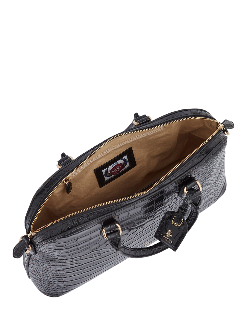 Product image 7 of 7, which shows OSPREY LONDON Wentworth Leather Shoulder Bag, Black