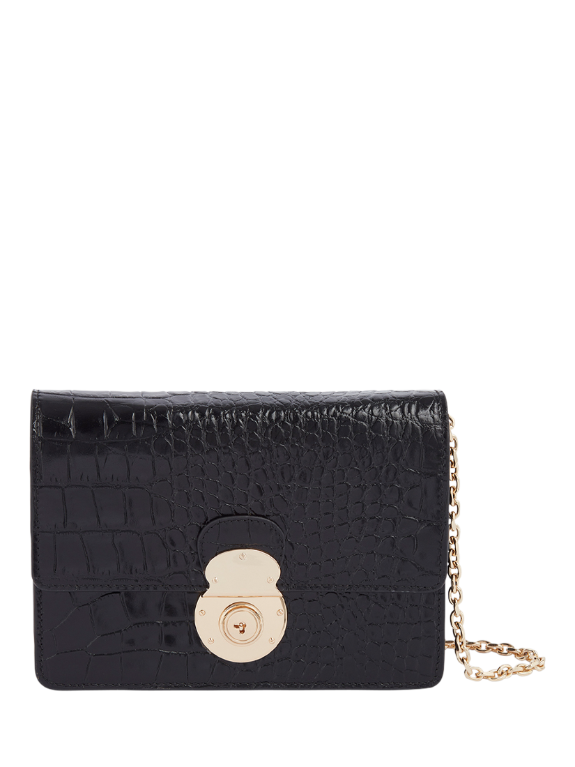 Product image 1 of 6, which shows OSPREY LONDON Wentworth Leather Crossbody Clutch Bag, Black