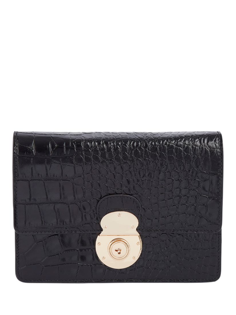 Product image 2 of 6, which shows OSPREY LONDON Wentworth Leather Crossbody Clutch Bag, Black