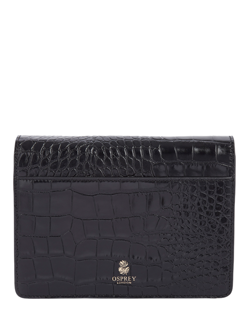 Product image 3 of 6, which shows OSPREY LONDON Wentworth Leather Crossbody Clutch Bag, Black