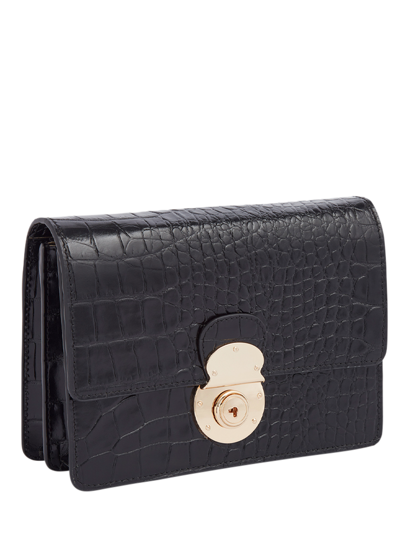 Product image 4 of 6, which shows OSPREY LONDON Wentworth Leather Crossbody Clutch Bag, Black