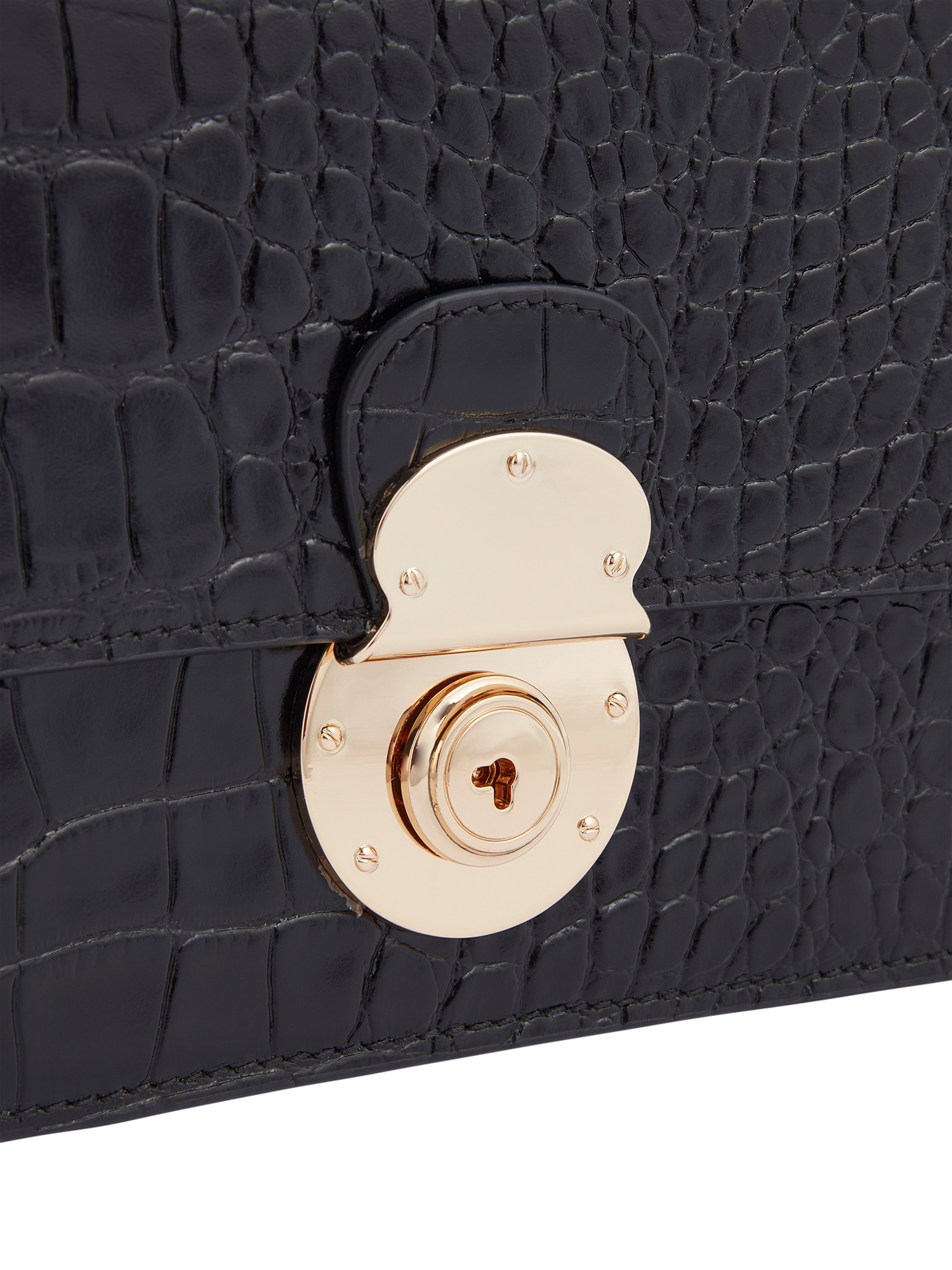 Product image 5 of 6, which shows OSPREY LONDON Wentworth Leather Crossbody Clutch Bag, Black