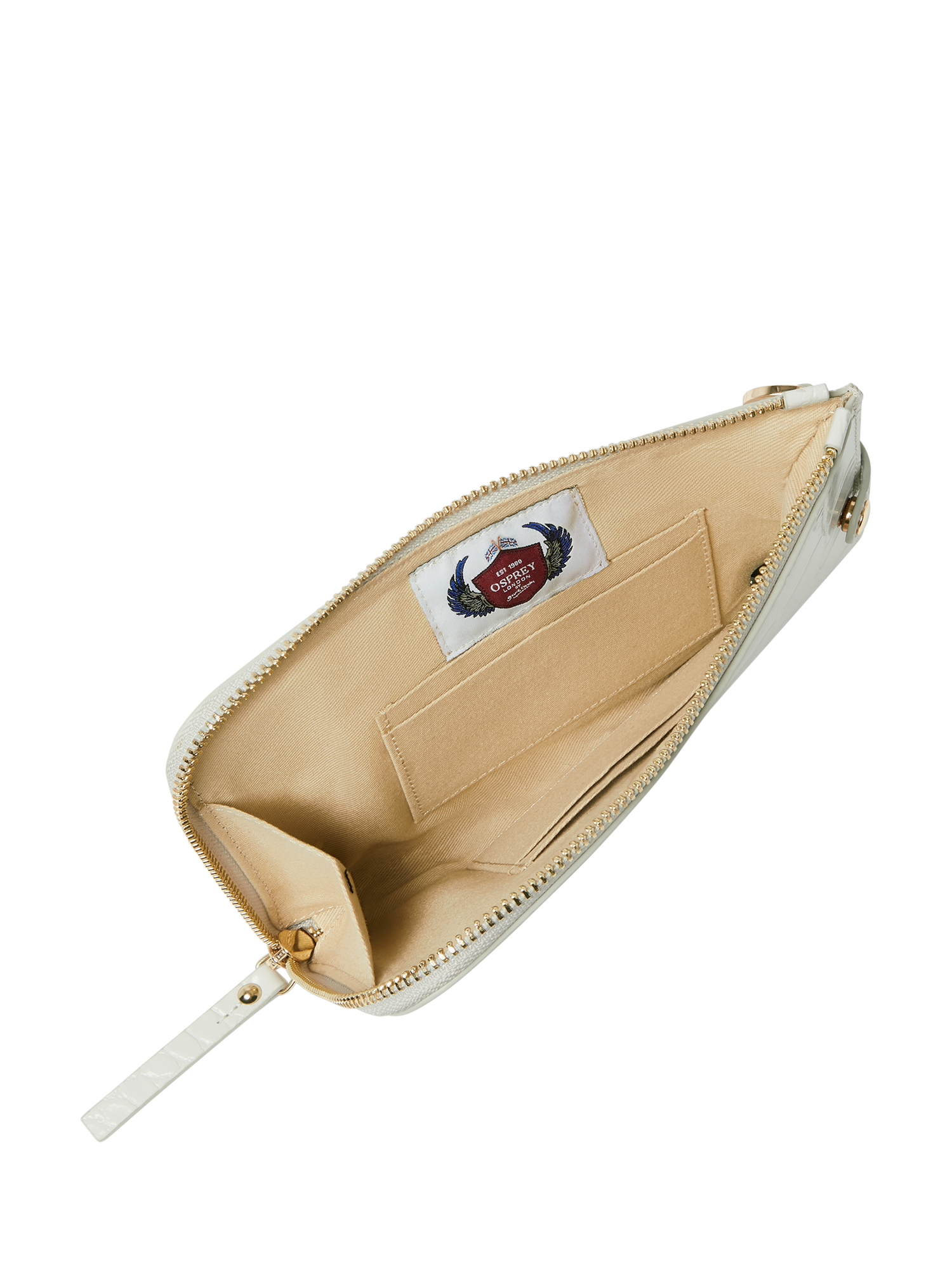 Product image 5 of 5, which shows OSPREY LONDON Wentworth Leather Phone Bag, Cloud