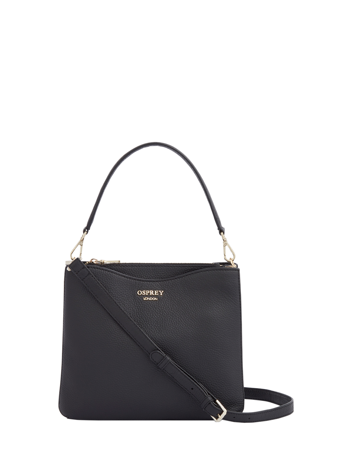 Product image 1 of 6, which shows OSPREY LONDON Winchester Leather Grab Bag, Black