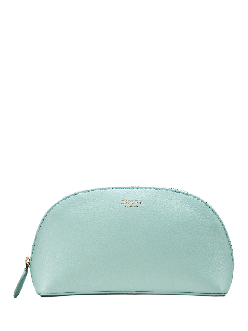 Product image 1 of 4, which shows OSPREY LONDON Tilly Leather Makeup Bag, Arctic
