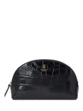OSPREY LONDON Wentworth Croc Effect Leather Makeup Bag, Black