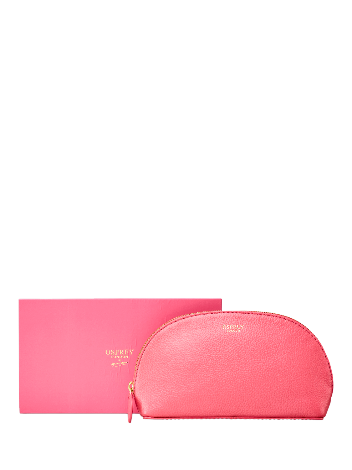 Product image 2 of 2, which shows OSPREY LONDON Tilly Leather Makeup Bag, Guava