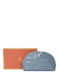 OSPREY LONDON Wentworth Croc Effect Leather Makeup Bag, Smoke Blue