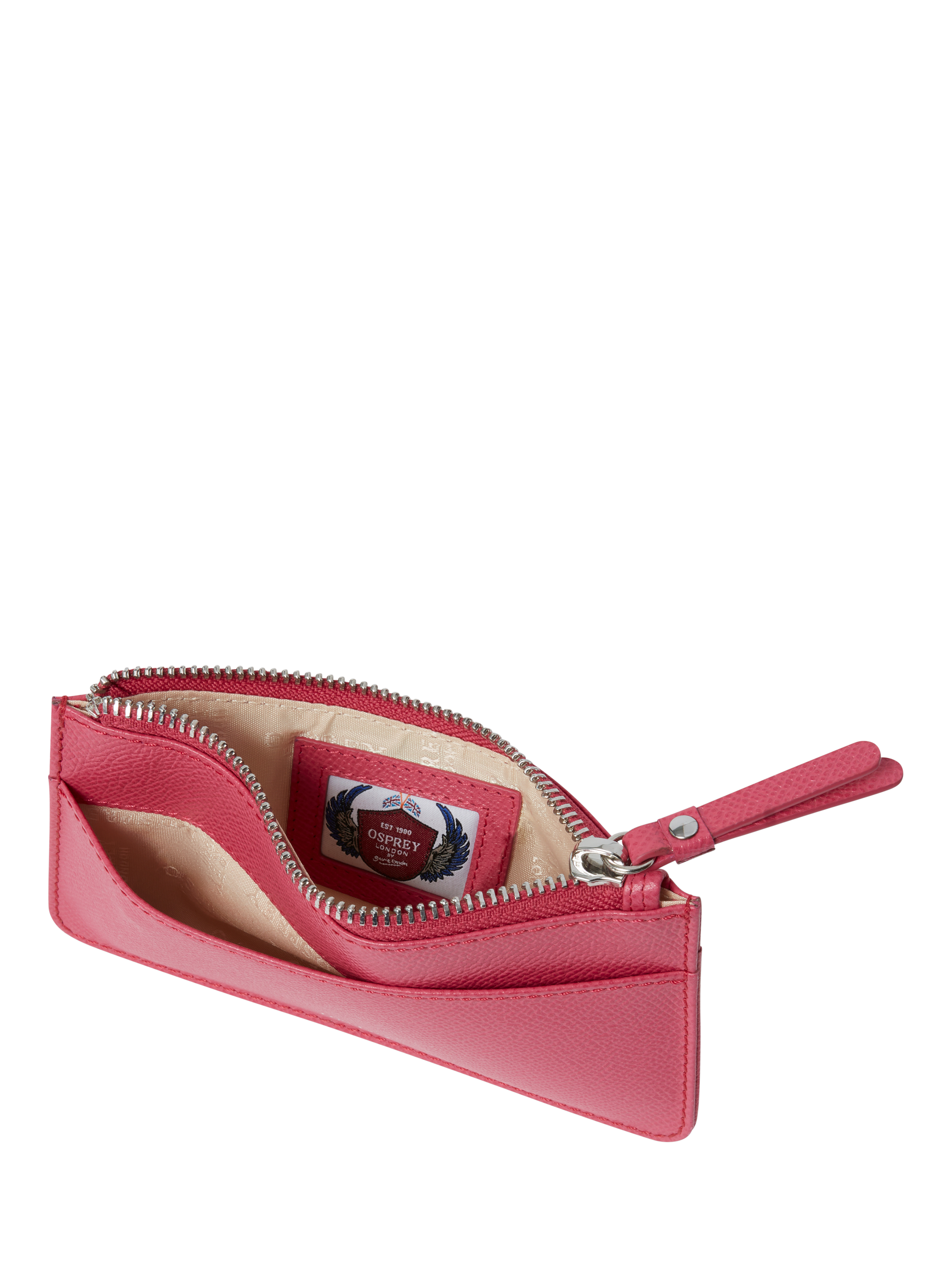 Product image 5 of 6, which shows OSPREY LONDON Viva Leather Travel Pouch, Navy & Pink