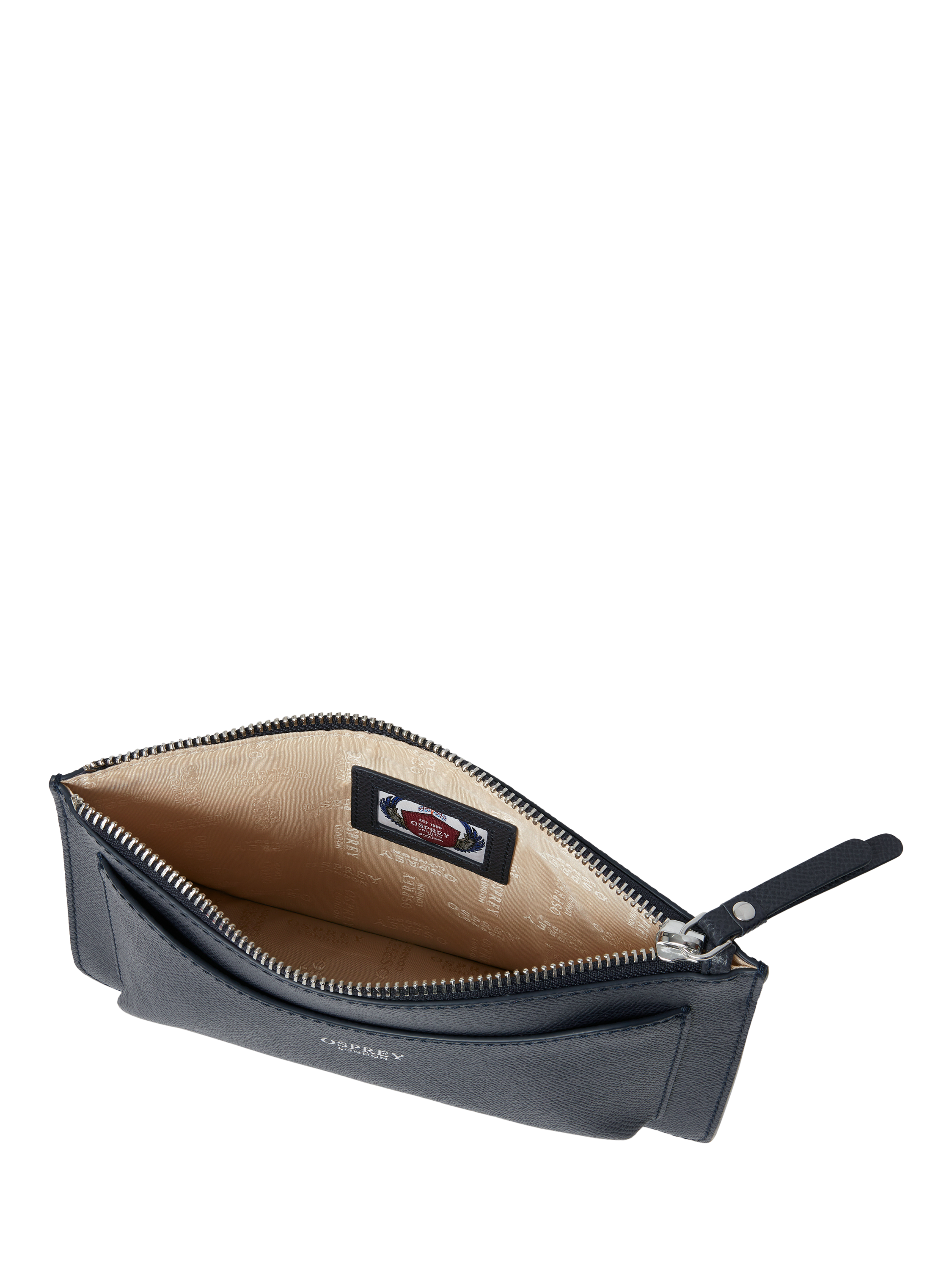 Product image 6 of 6, which shows OSPREY LONDON Viva Leather Travel Pouch, Navy & Pink