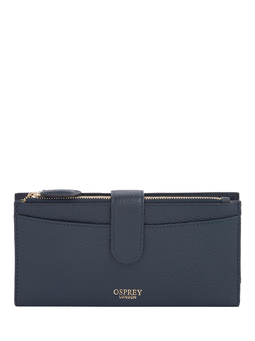 Product image 1 of 5, which shows OSPREY LONDON Savanna Leather Matinee Purse, Navy