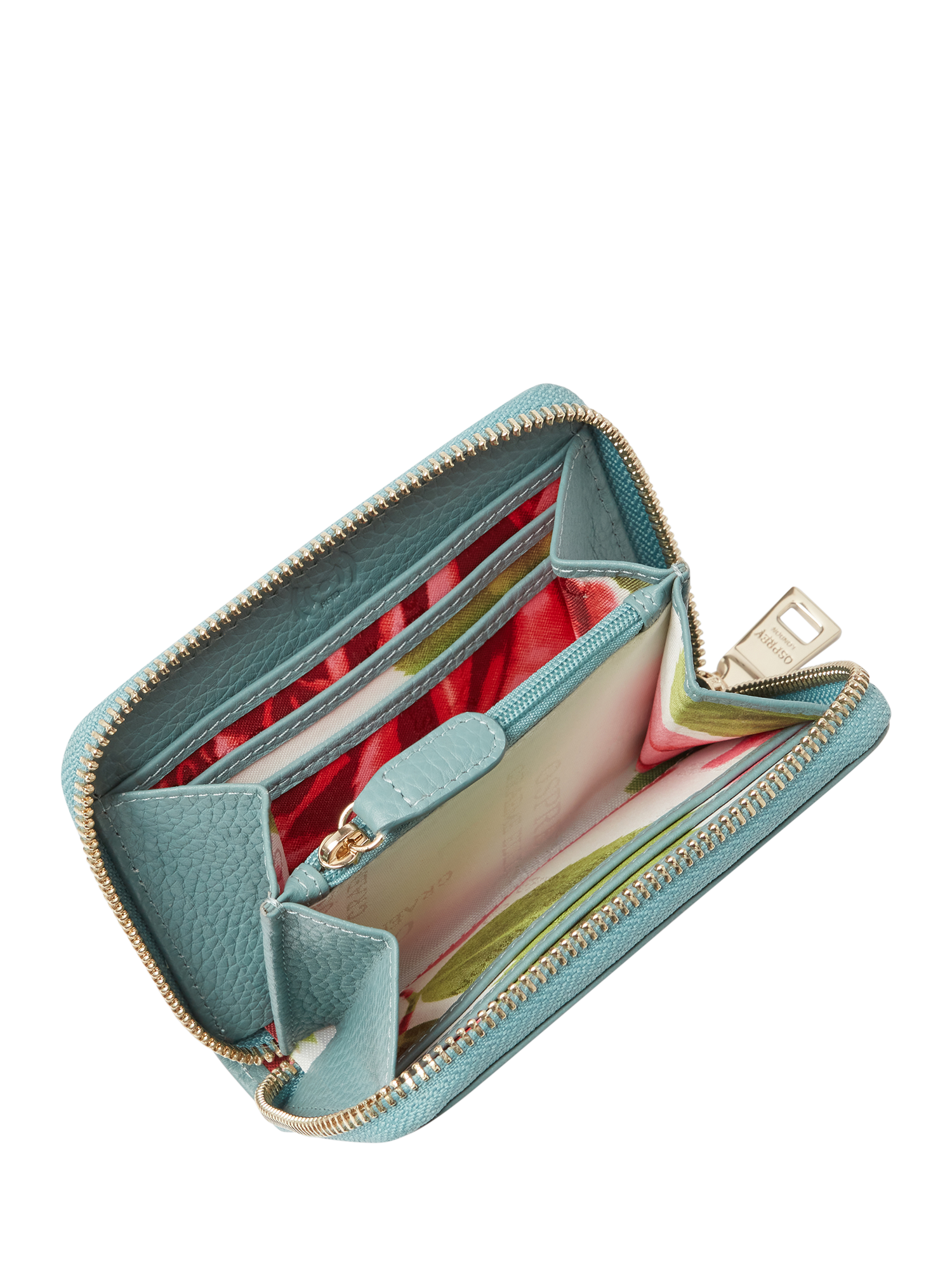 Product image 4 of 4, which shows OSPREY LONDON Collier Leather Zip Purse, Light Teal