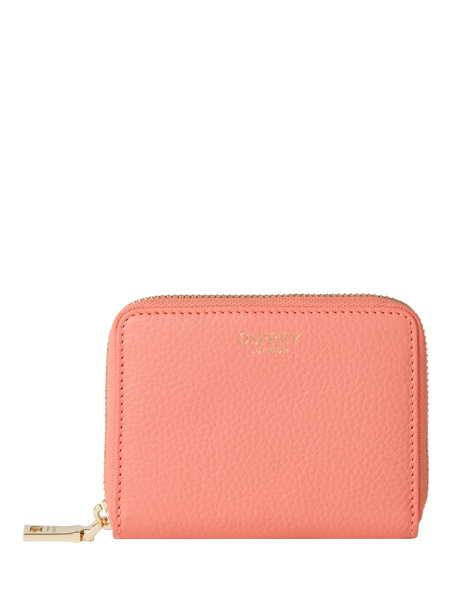 Product image 1 of 4, which shows OSPREY LONDON Petite Leather Popper Purse, Peach