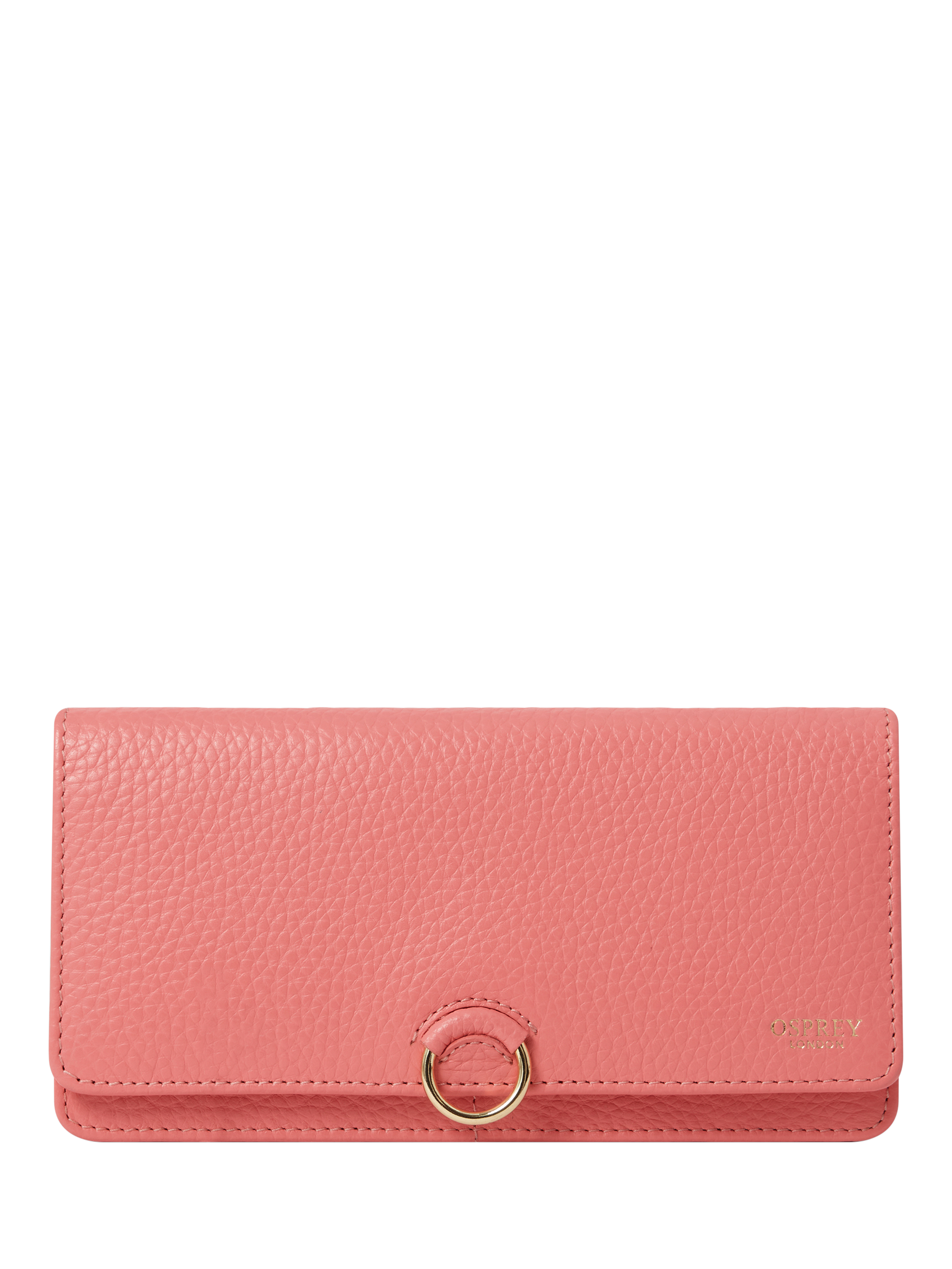 Product image 1 of 5, which shows OSPREY LONDON Harper Leather Matinee Purse, Peach