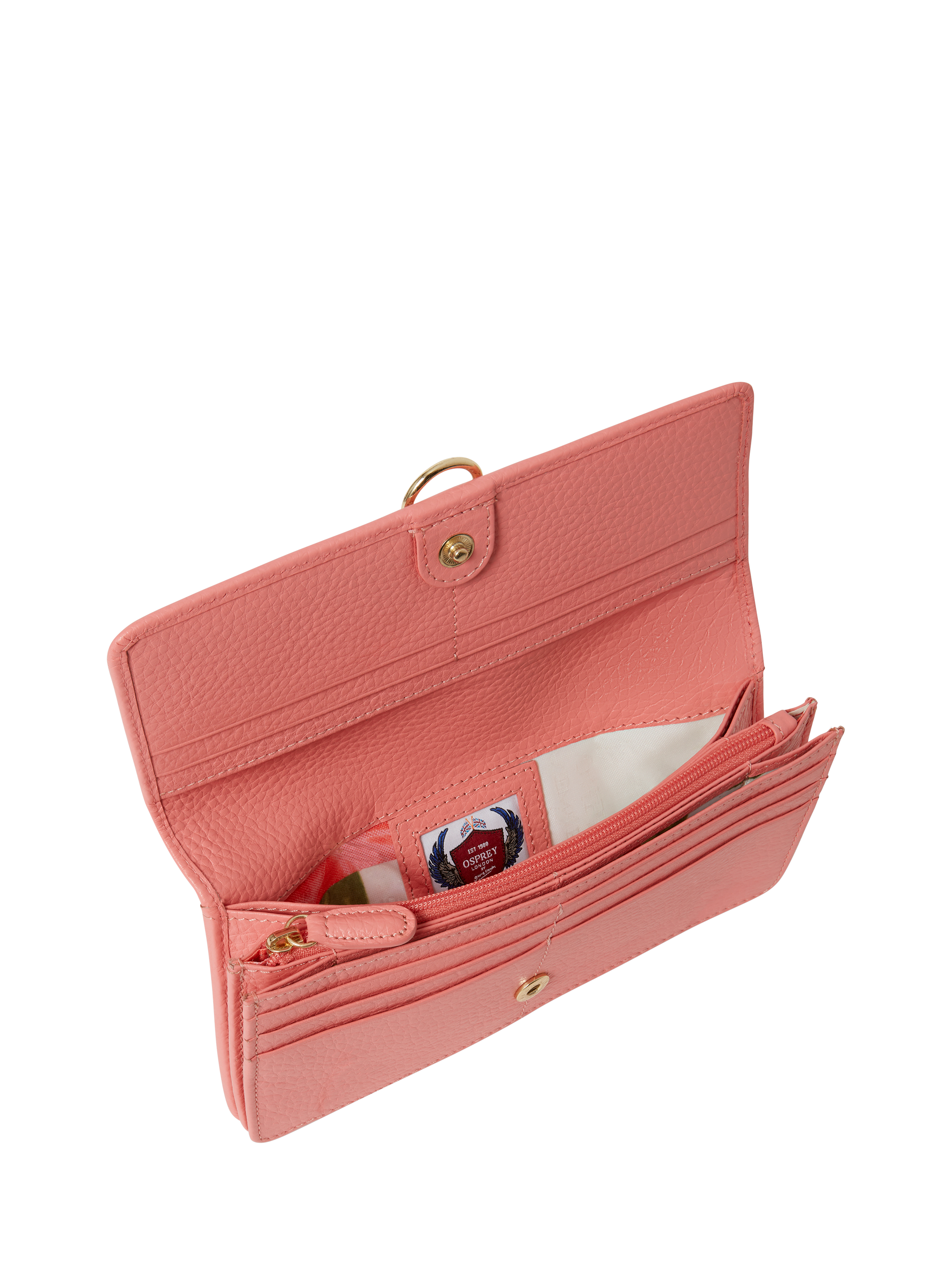 Product image 4 of 5, which shows OSPREY LONDON Harper Leather Matinee Purse, Peach