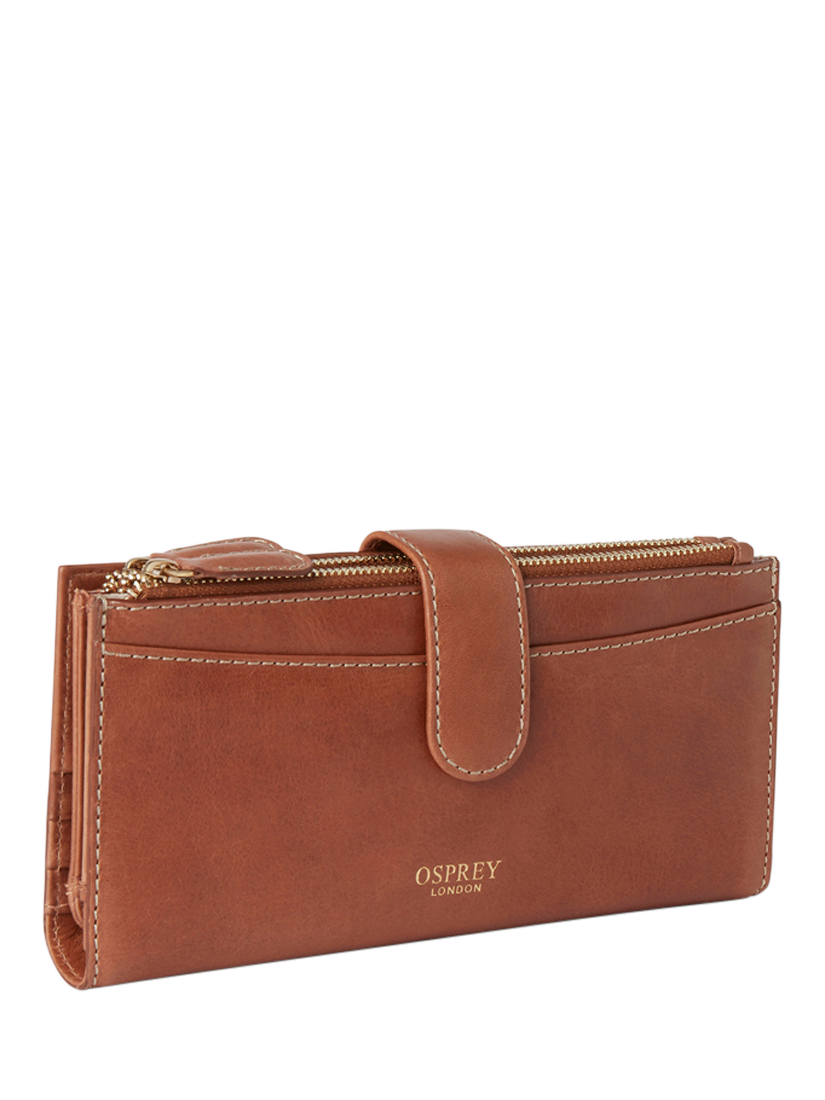 Product image 2 of 5, which shows OSPREY LONDON Vintage Savanna Leather Matinee Purse, Tan